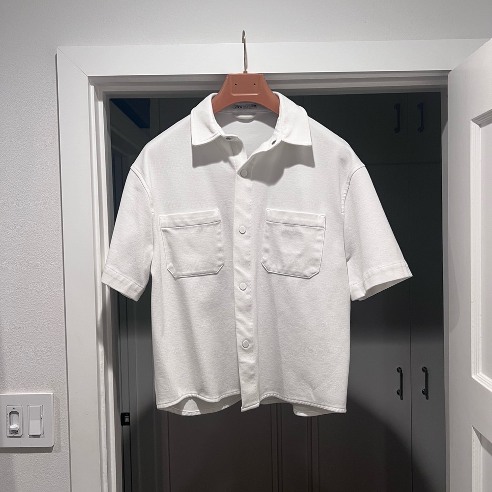 Zara - Textured Overshirt - Oyster White